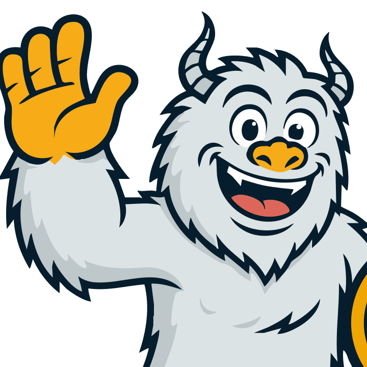 Tri Peaks Electric yeti mascot — lighting installation Bailey CO